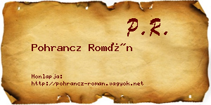 Pohrancz Román névjegykártya